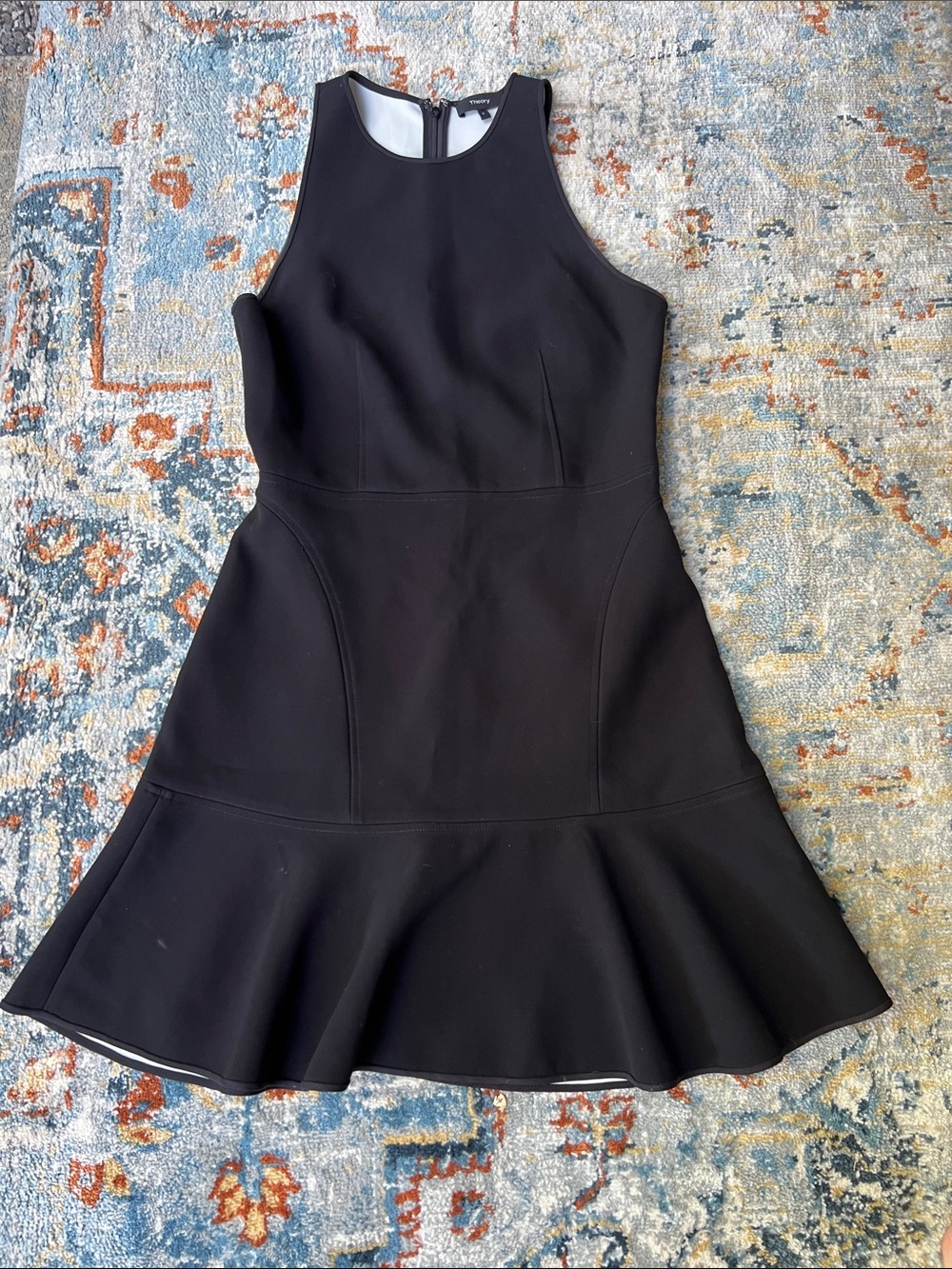 Theory Black Sleeveless Fit-and-Flare Dress, SZ 6